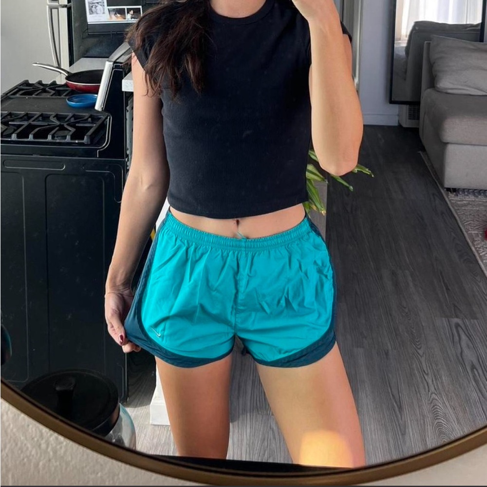 Nike Teal and Black Women's Athletic Shorts